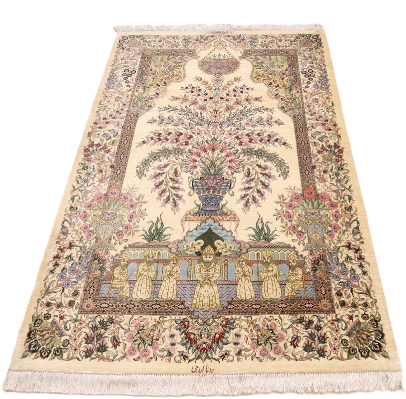 Ghom Perserteppich aus Iran, 157 × 101 cm