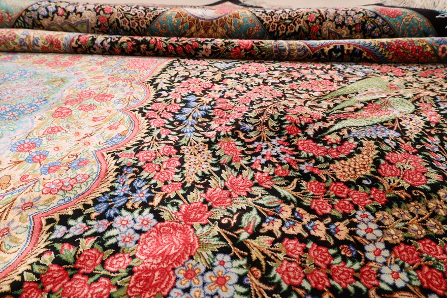 perserteppich-naderi-300-x-200-cm-seide-handgeknupft-rot-orange-3 Handgeknüpfter Ghom Perserteppich 300 × 200 cm