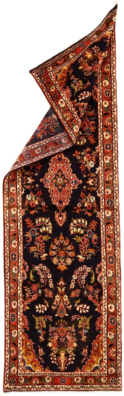 Handgeknüpfter Hamadan Perserteppich, 335 × 100 cm, Wolle