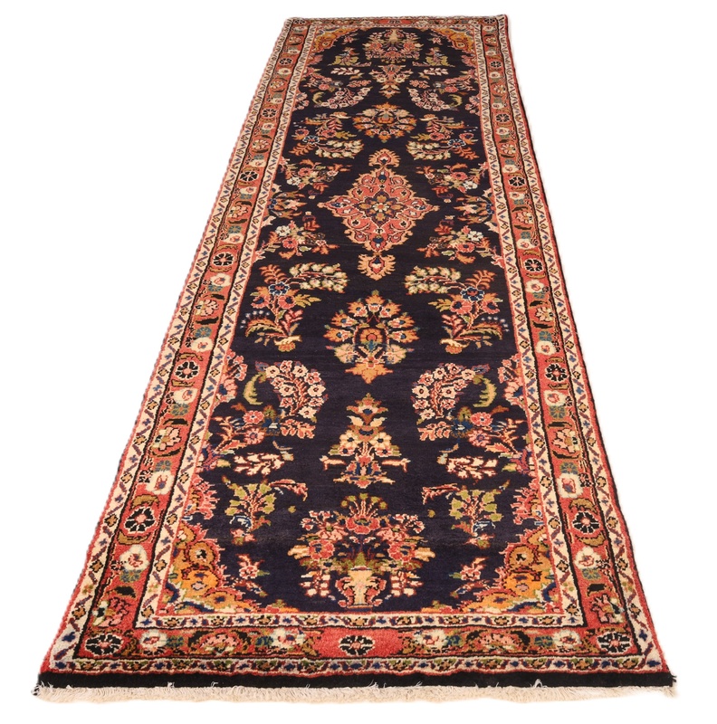 Handgeknüpfter Hamadan Perserteppich, 335 × 100 cm, Wolle