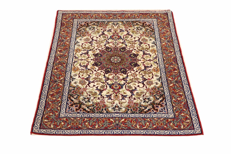Handgeknüpfter Isfahan Perserteppich, 170 × 109 cm, Wolle & Seide