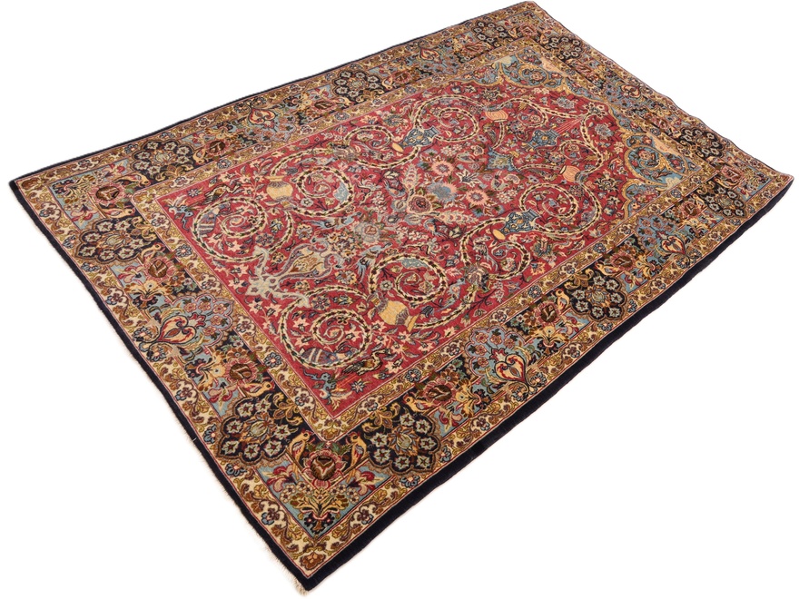 Handgeknüpfter Isfahan Perserteppich, 175 × 102 cm, Wolle & Seide