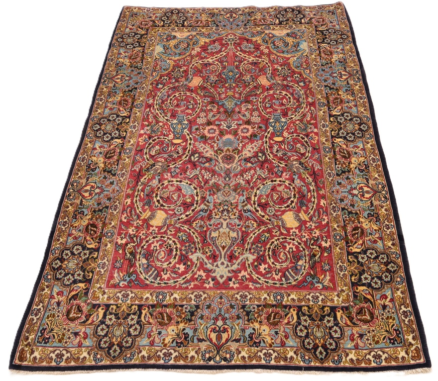 Handgeknüpfter Isfahan Perserteppich, 175 × 102 cm, Wolle & Seide