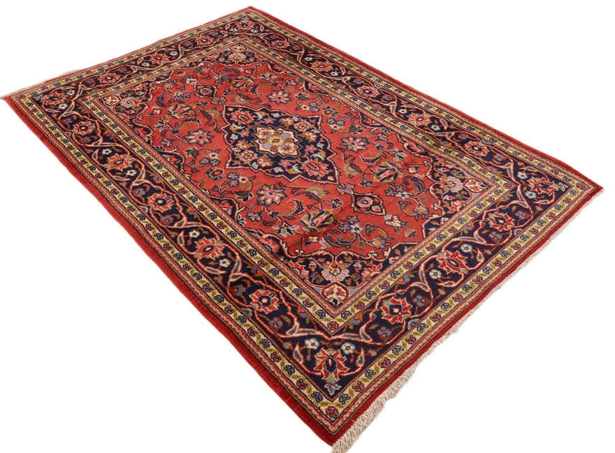Handgeknüpfter Kashan Perserteppich, 164 × 106 cm, Wolle