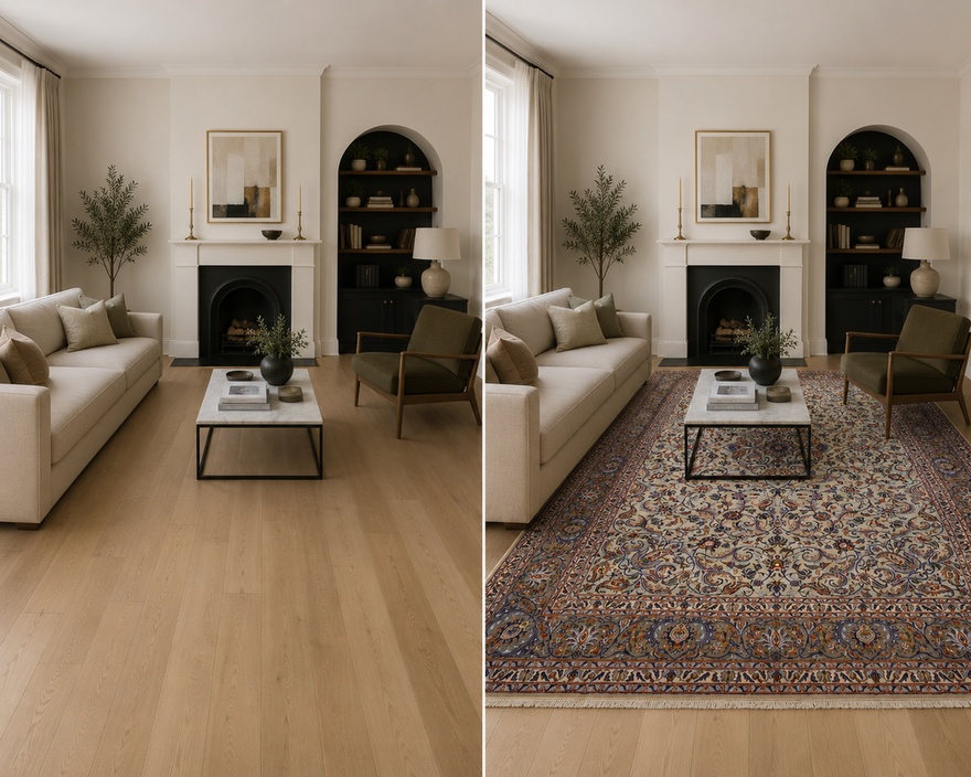 Kashan Perserteppich 420 × 298 cm aus Wolle, handgeknüpft