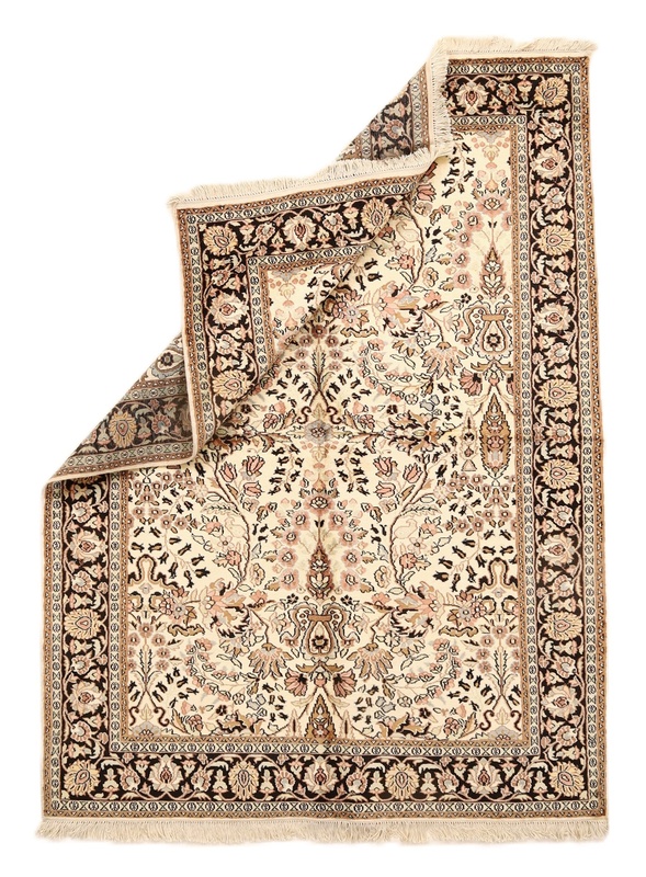 Kashmir Orientteppich 215 × 160 cm aus Seide, handgeknüpft