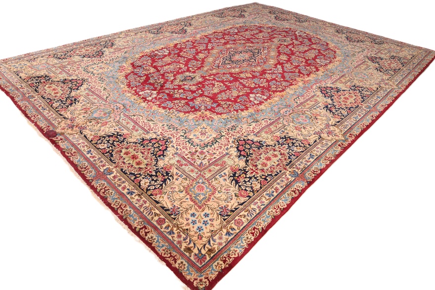 perserteppich-428-x-306-cm-wolle-handgeknupft-rot-orange-1 Kerman Perserteppich aus Iran, 428 × 306 cm