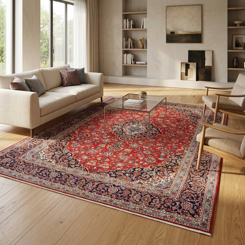 Kashan Perserteppich 380 × 284 cm aus Wolle, handgeknüpft