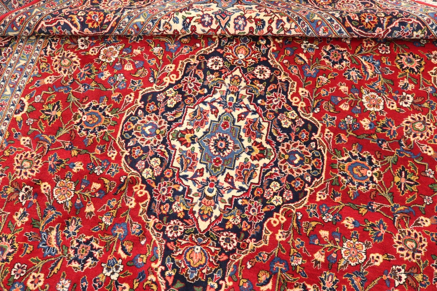 Kashan Perserteppich 402 × 242 cm aus Wolle, handgeknüpft