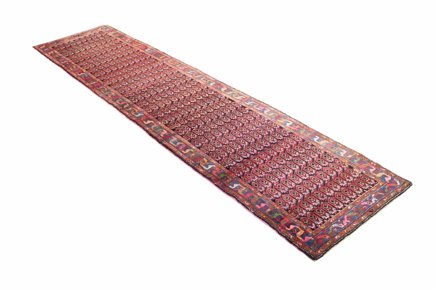 perserteppich-480-x-110-cm-wolle-handgeknupft-rot-orange-1 Handgeknüpfter Malayer Perserteppich, 480 × 110 cm, Wolle