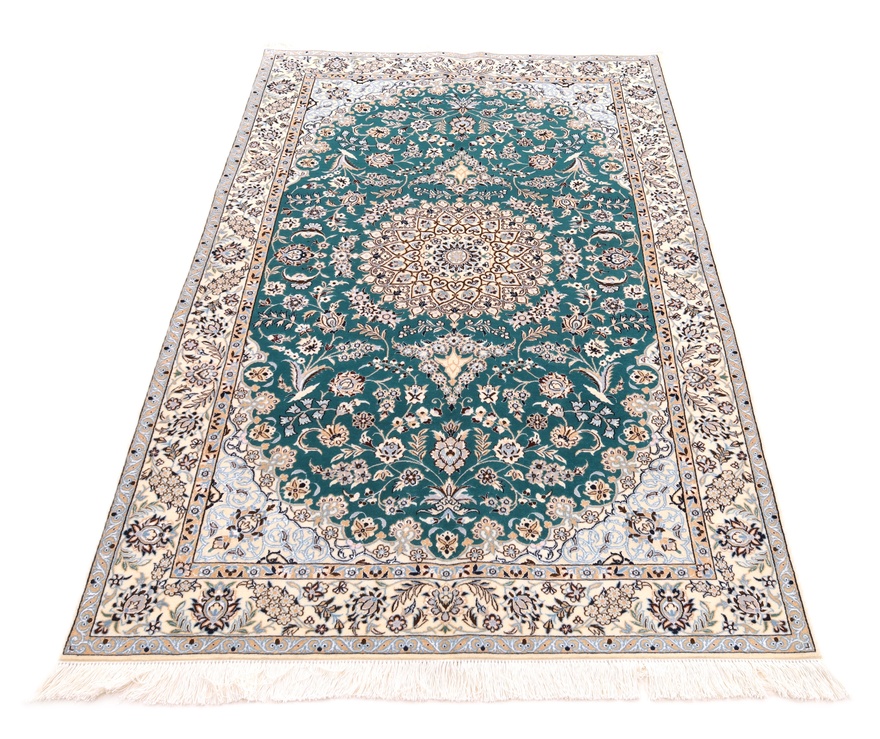 Nain Perserteppich 197 × 124 cm aus Wolle & Seide, handgeknüpft