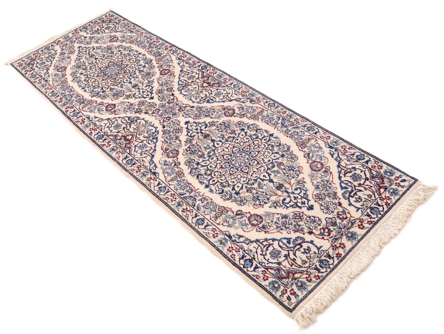 perserteppich-nain-202-x-65-cm-wolle-und-seide-handgeknupft-2 Handgeknüpfter Nain Perserteppich, 202 × 65 cm, Wolle & Seide