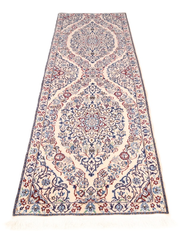 perserteppich-nain-202-x-65-cm-wolle-und-seide-handgeknupft-3 Handgeknüpfter Nain Perserteppich, 202 × 65 cm, Wolle & Seide