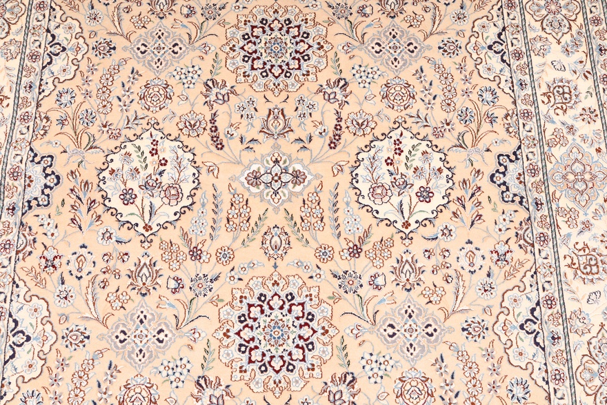 perserteppich-229-x-155-cm-wolle-seide-handgeknupft-rot-orange-3 Nain Perserteppich aus Iran, 229 × 155 cm