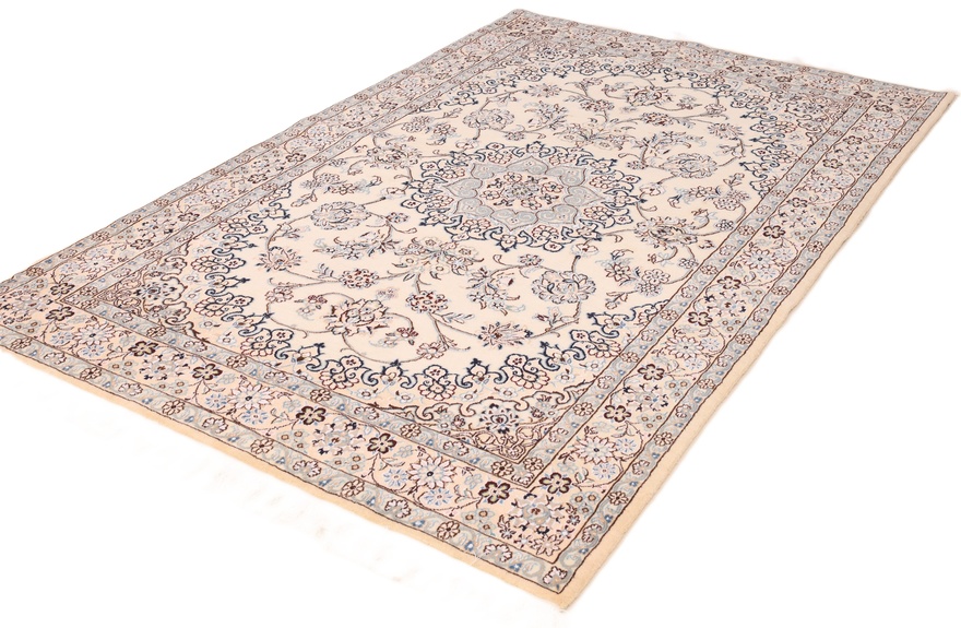 Handgeknüpfter Nain Perserteppich, 212 × 137 cm, Wolle & Seide