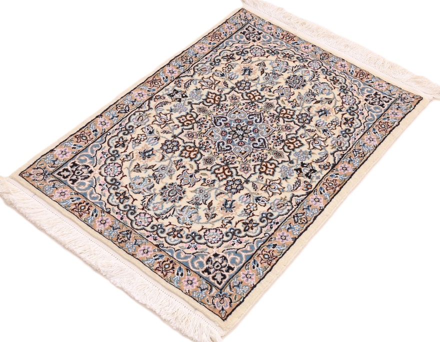 perserteppich-90-x-60-cm-wolle-seide-handgeknupft-nain-2 Handgeknüpfter Nain Perserteppich 90 × 60 cm