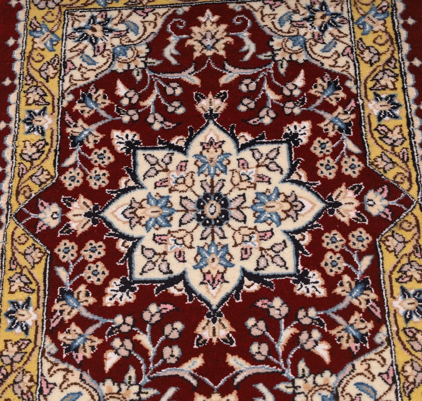 Handgeknüpfter Nain Perserteppich, 90 × 60 cm, Wolle & Seide