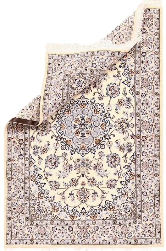 perserteppich-195-x-128-cm-wolle-seide-handgeknupft Nain Perserteppich aus Iran, 195 × 128 cm