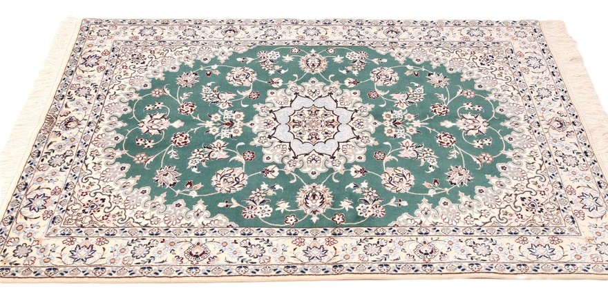 Handgeknüpfter Nain Perserteppich, 158 × 110 cm, Wolle & Seide