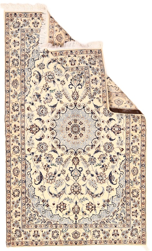 Handgeknüpfter Nain Perserteppich, 218 × 132 cm, Wolle & Seide