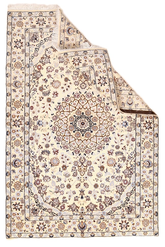 Handgeknüpfter Nain Perserteppich, 252 × 168 cm, Wolle & Seide