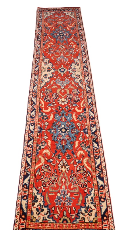 Handgeknüpfter Sarough Perserteppich, 410 × 80 cm, Wolle