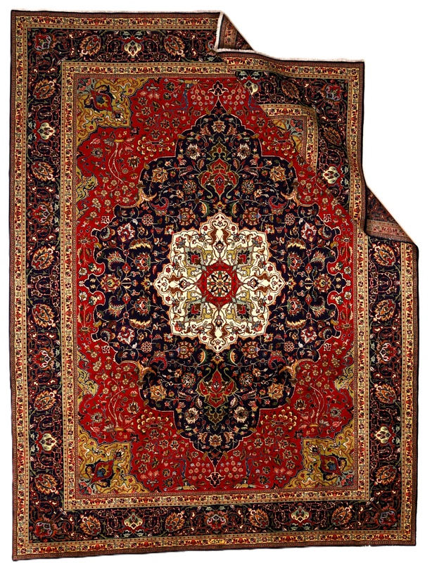 perserteppich-tabriz-390-x-295-cm-wolle-handgeknupft-rot-orange-1 Täbriz Perserteppich 390 × 295 cm aus Wolle, handgeknüpft