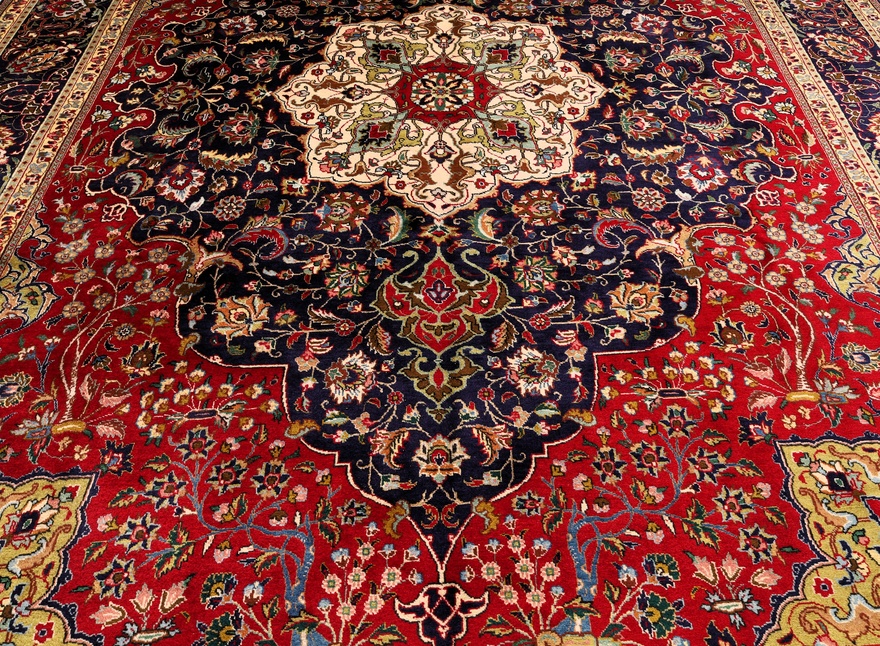 perserteppich-tabriz-390-x-295-cm-wolle-handgeknupft-rot-orange-2 Täbriz Perserteppich 390 × 295 cm aus Wolle, handgeknüpft