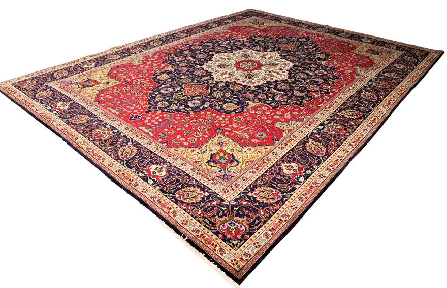 perserteppich-tabriz-390-x-295-cm-wolle-handgeknupft-rot-orange-3 Täbriz Perserteppich 390 × 295 cm aus Wolle, handgeknüpft