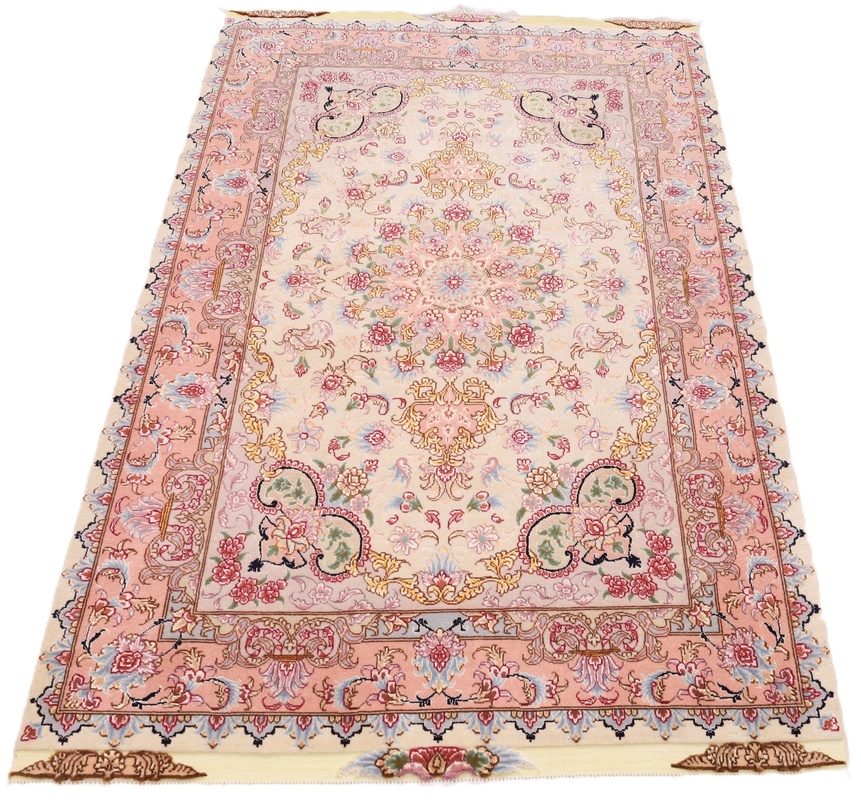 Täbriz Perserteppich 163 × 101 cm aus Wolle & Seide, handgeknüpft