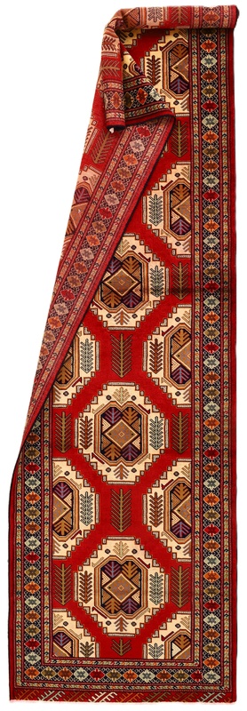 Turkmen Perserteppich 375 × 105 cm aus Wolle, handgeknüpft