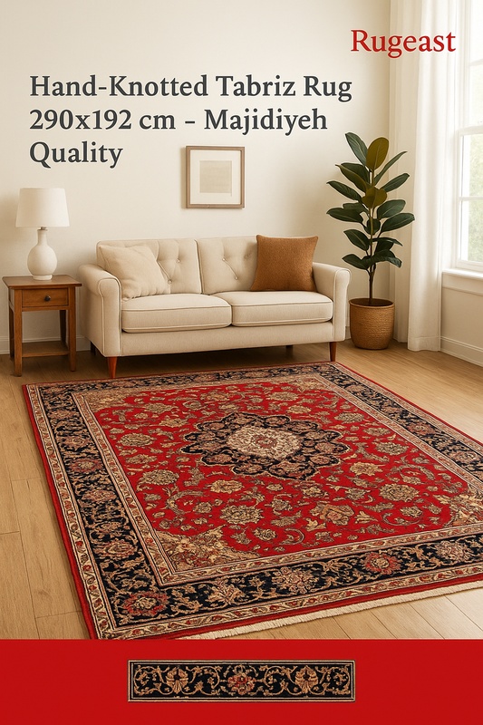 perserteppich-tabriz-290-x-192-cm-wolle-handgeknupft-rot-orange-1 Täbriz Perserteppich aus Iran, 290 × 192 cm