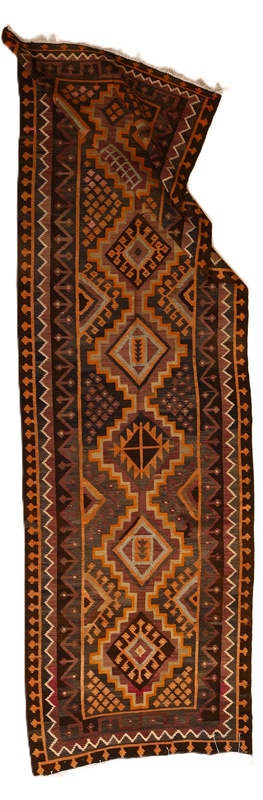 Antiker Kelim Perserteppich aus Iran, 387 × 120 cm