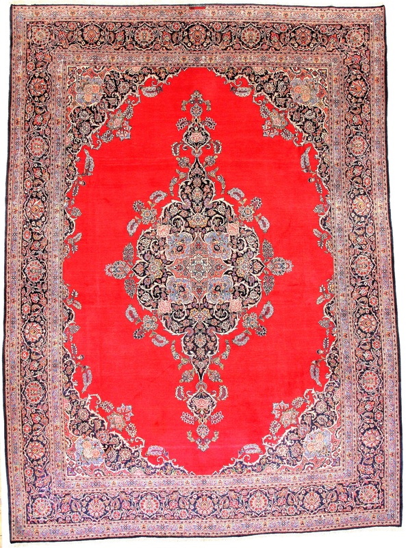 Kashan Perserteppich antik, 418 × 314 cm, Wolle