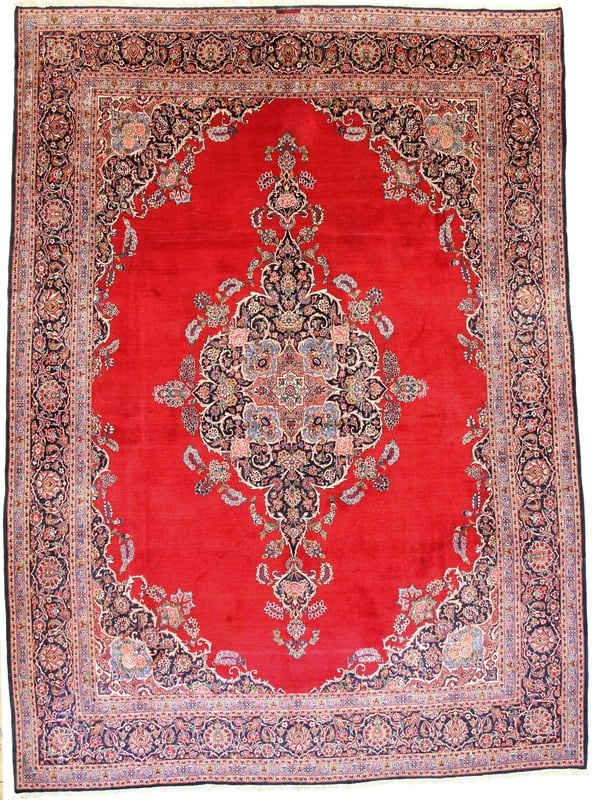 Kashan Perserteppich antik, 418 × 314 cm, Wolle