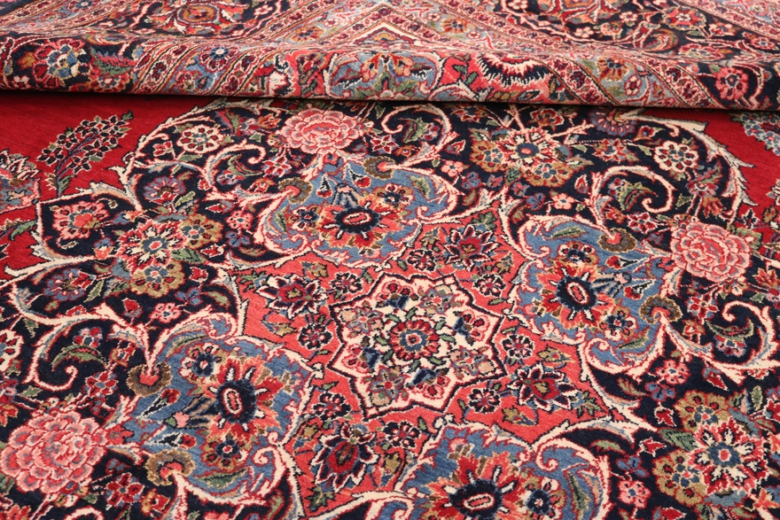 Kashan Perserteppich antik, 418 × 314 cm, Wolle