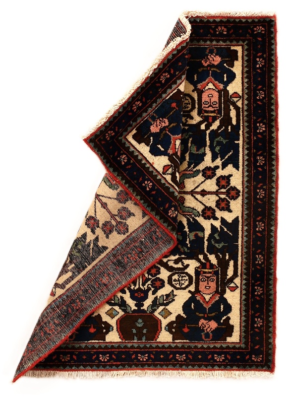 Antiker Bakhtiari Perserteppich, 100 × 80 cm, Wolle