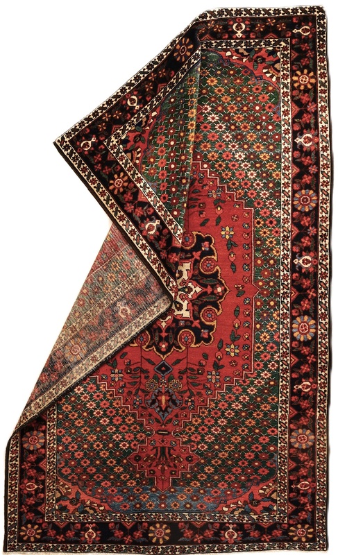 Antiker Bakhtiari Perserteppich aus Iran, 224 × 135 cm