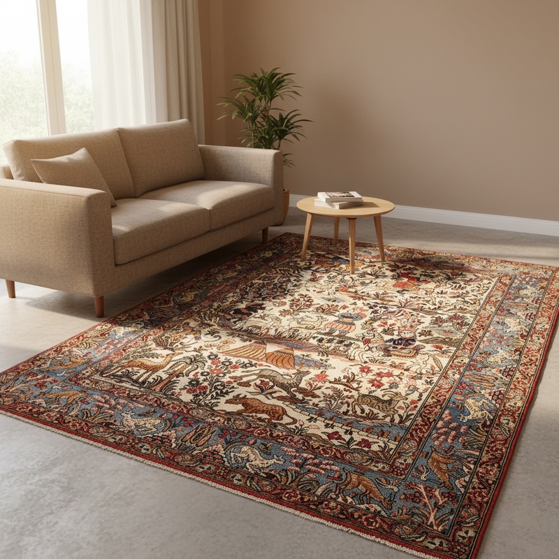 Antiker Ghom Perserteppich aus Iran, 214 × 143 cm