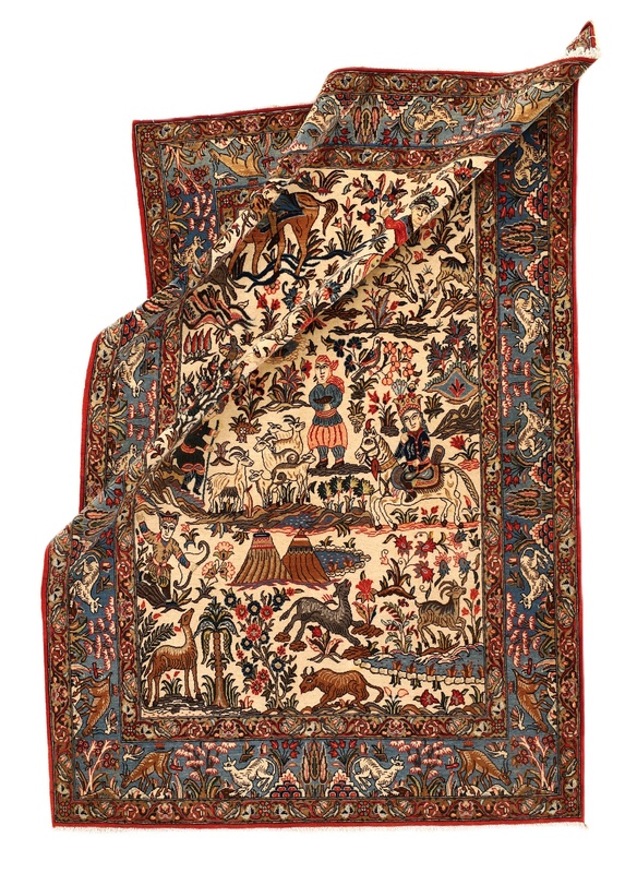 Antiker Ghom Perserteppich aus Iran, 214 × 143 cm
