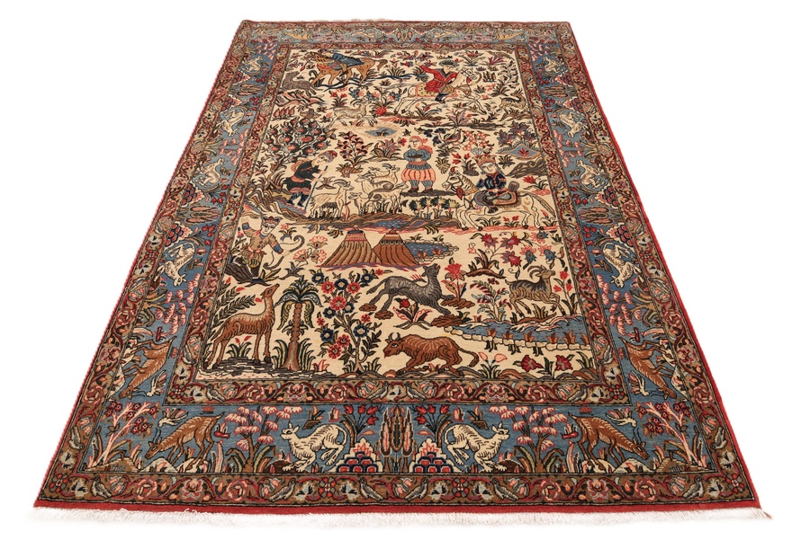 Antiker Ghom Perserteppich aus Iran, 214 × 143 cm