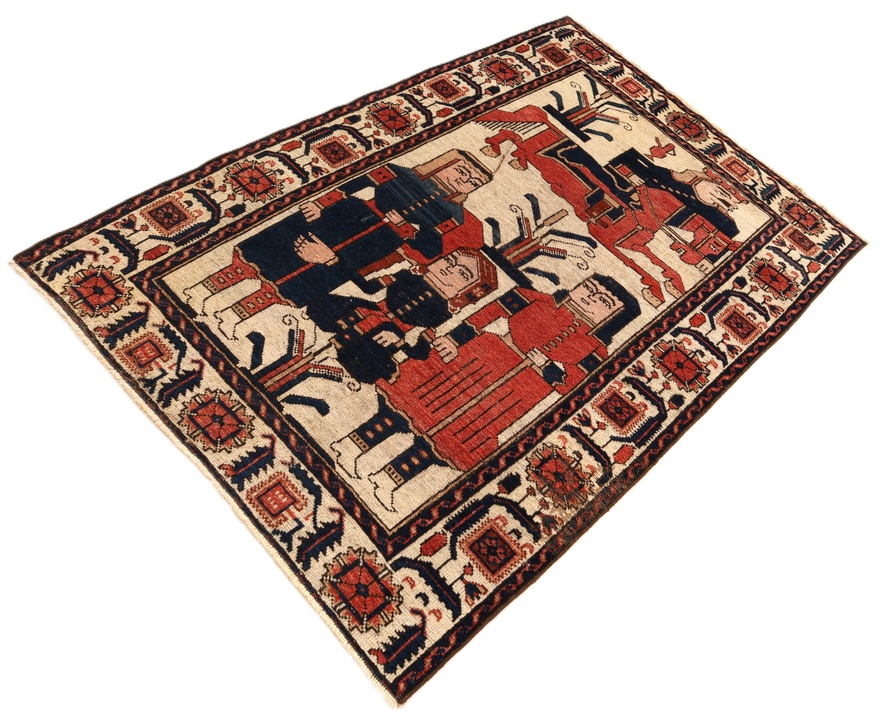 Antiker Bakhtiari Perserteppich aus Iran, 152 × 100 cm