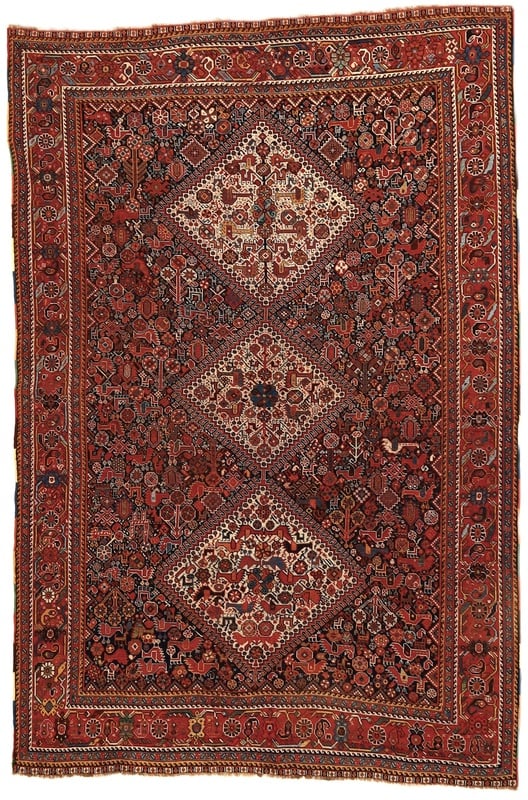 Antiker Qashqai Perserteppich, 237 × 157 cm, Wolle