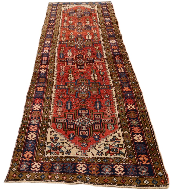 Antiker Heriz Perserteppich, 330 × 100 cm, Wolle
