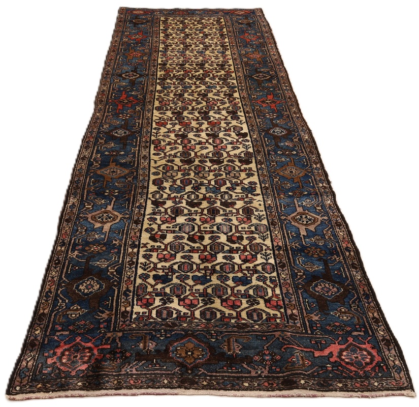 Malayer Perserteppich antik, 387 × 120 cm, Wolle