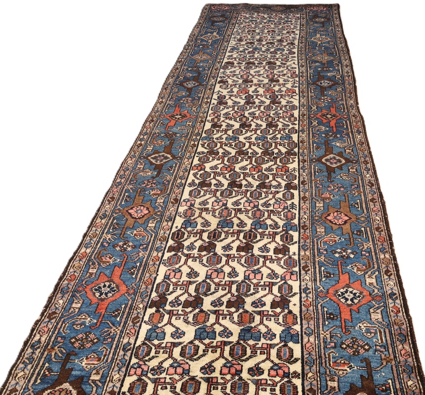 Malayer Perserteppich antik, 387 × 120 cm, Wolle