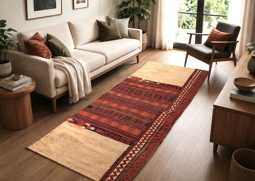 Antiker Kelim Perserteppich aus Iran, 230 × 96 cm