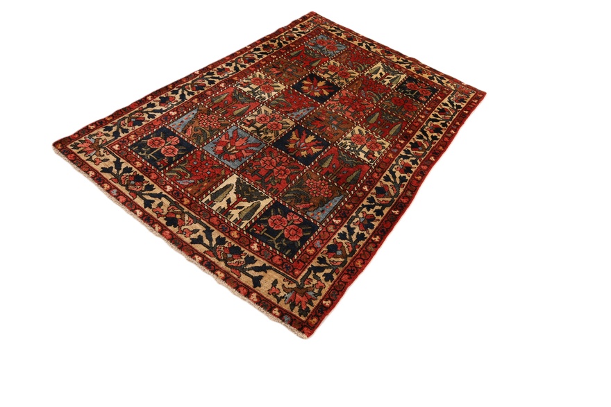 Antiker Bakhtiari Perserteppich, 191 × 127 cm, Wolle & Seide