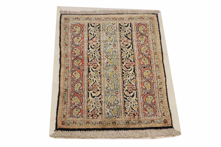 Antiker Ghom Perserteppich, 86 × 56 cm, Seide