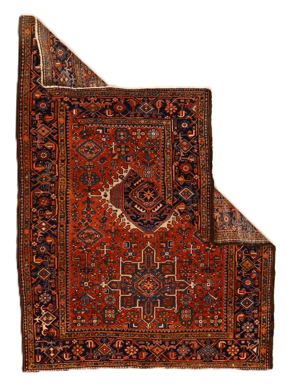 Antiker Heriz Perserteppich, 185 × 140 cm, Wolle & Seide